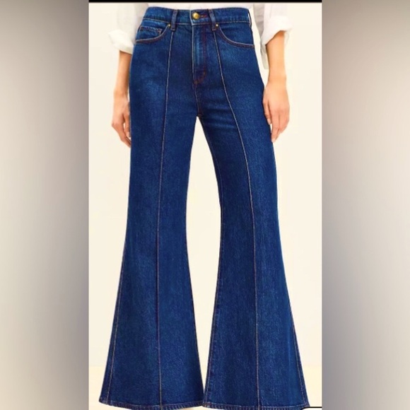 LOFT Denim - LOFT Dark Blue /Front & Back Seams/Flare - Wide Leg Jeans/ Size 29P (8P)